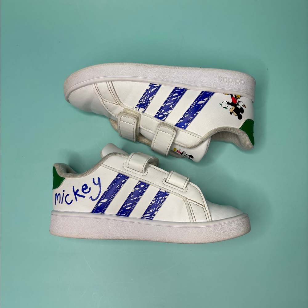Adidas Kids White and Blue Mickey Sneakers